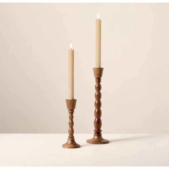 6pk Ribbed Flameless LED Taper Candles Honey - Hearth & Hand with Magnolia RARE - Picture 3 of 5